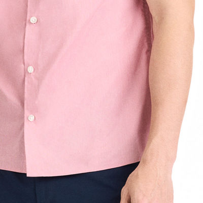 Van Heusen Stain Shield Mens Slim Fit Short Sleeve Striped Button-Down Shirt