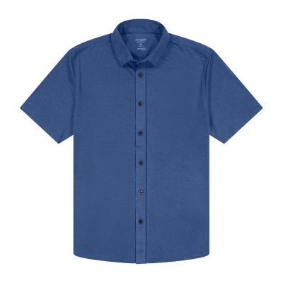 Van Heusen Mens Moisture Wicking Slim Fit Short Sleeve Button-Down Shirt
