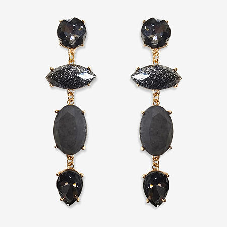 Bijoux Bar Stone Linear Drop Earrings, One Size, Black