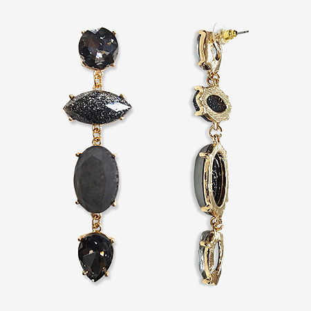 Bijoux Bar Stone Linear Drop Earrings, One Size, Black