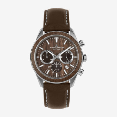 Jacques Lemans Mens Automatic Brown Leather Strap Watch Wjl0027707