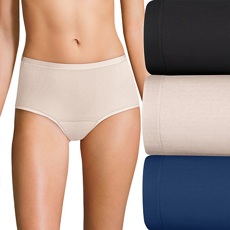 Hanes Fresh And Dry Light Leak Protection 3 Pack Seamless Period + Leak Resistant Brief Panty 40fdl3, 6, Multiple Colors
