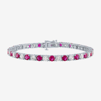 Lab Created Red Ruby Sterling Silver Inch Tennis Bracelet
