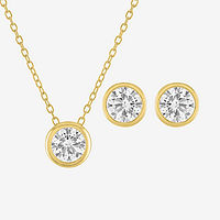 2-Piece Lab Created White Sapphire 14K Gold Over Silver Round Jewelry Set