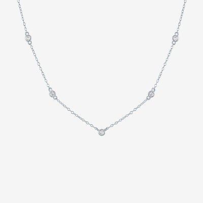 Yes Womens Lab Created White Sapphire Sterling Silver 18 Inch Pendant Necklaces