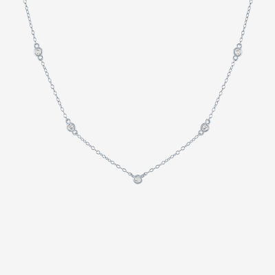 Yes, Please! Womens Lab Created White Sapphire Sterling Silver Pendant Necklace