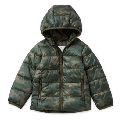 Okie Dokie Toddler Boys Hooded Packable Midweight Puffer Jacket