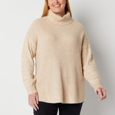 St. John's Bay Plus Womens Turtleneck Long Sleeve Pullover Sweater