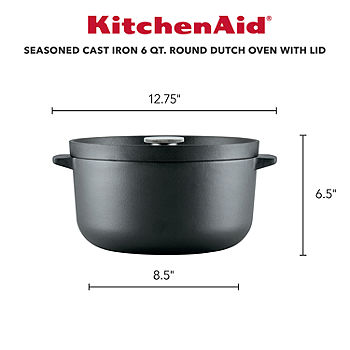 KitchenAid Seasoned Cast Iron Dutch Oven 6-qt ,Black
