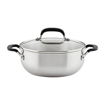 Cooks Standard Dutch Oven Casserole with Glass Lid, 6-Quart Classic  Stainless Steel Stockpot, Silver