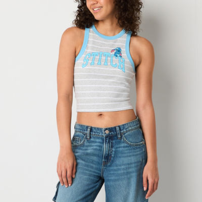 Stitch 626 Varsity Ringer Tank Womens Crew Neck Sleeveless Crop Top Juniors