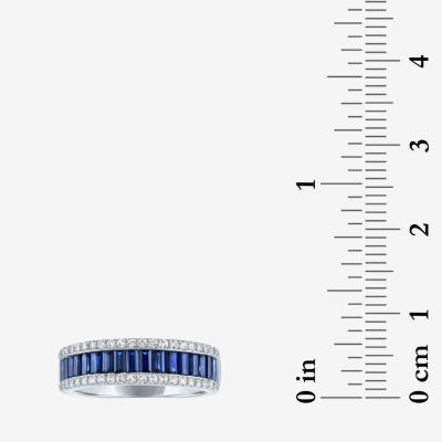 Womens Lab Created Gemstone Sterling Silver Band