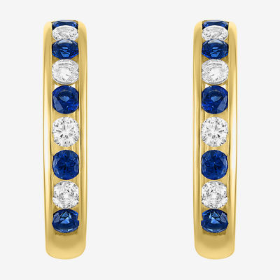 Lab Created Gemstone 14K Gold Over Silver 20mm Hoop Earrings