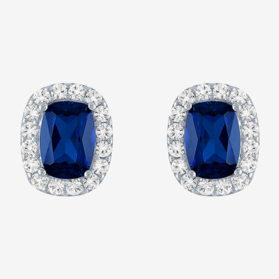 Lab Created Blue Sapphire Sterling Silver 10.3mm Stud Earrings