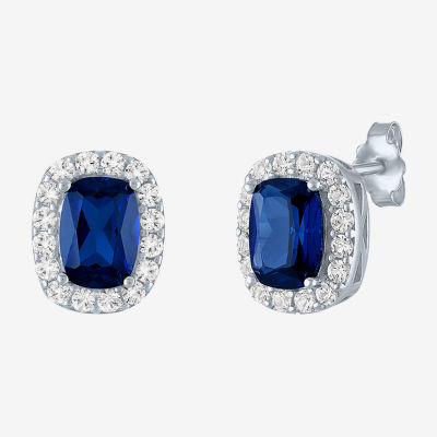 Lab Created Blue Sapphire Sterling Silver 10.3mm Stud Earrings