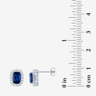 Lab Created Blue Sapphire Sterling Silver 10.3mm Stud Earrings