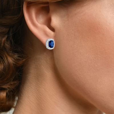 Lab Created Blue Sapphire Sterling Silver 10.3mm Stud Earrings