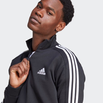 adidas Mens Mock Neck Long Sleeve Quarter-Zip Pullover