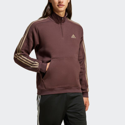 adidas Mens Mock Neck Long Sleeve Quarter-Zip Pullover