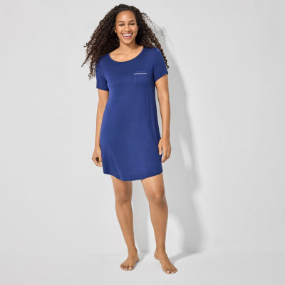 Liz Claiborne Cool and Calm Womens Crew Neck Short Sleeve Nightshirt
