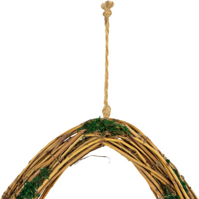 Natural Grapevine and Twig Oval Spring Wreath with Moss  15.5-Inch  Unlit