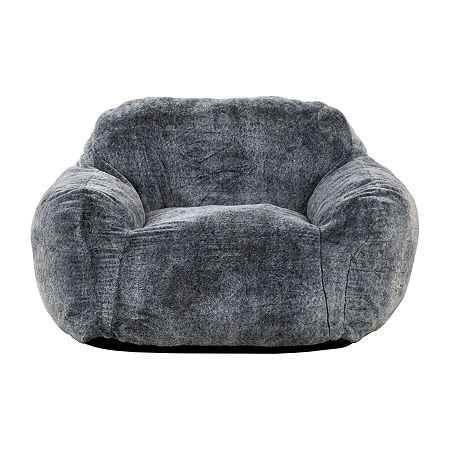 Sealy Tore Faux Fur Memory Foam Bean Bag Chair, One Size, Gray