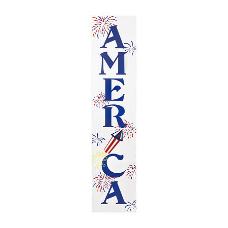 Northlight America Fireworks Porch Sign, One Size, Blue