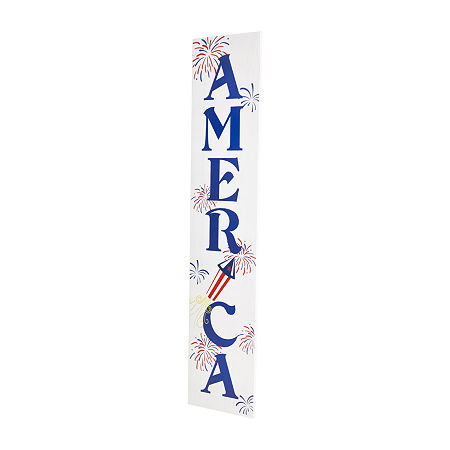 Northlight America Fireworks Porch Sign, One Size, Blue