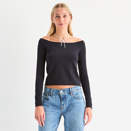 Arizona Womens Juniors Long Sleeve T-Shirt, Medium, Black