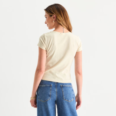 a.n.a Womens Sweetheart Neck Short Sleeve T-Shirt
