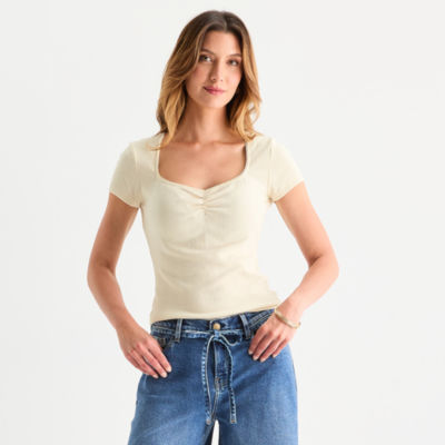 a.n.a Womens Sweetheart Neck Short Sleeve T-Shirt