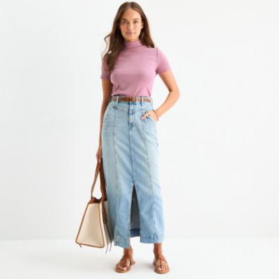 a.n.a Womens Mock Neck Short Sleeve T-Shirt