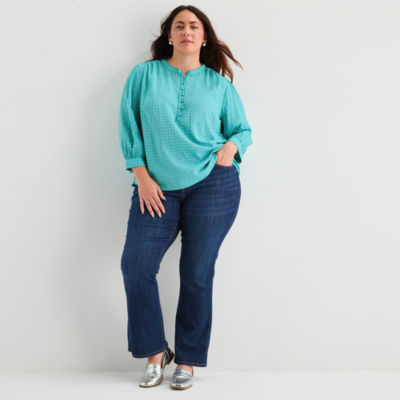 St. John's Bay Womens Long Sleeve Plus Blouse