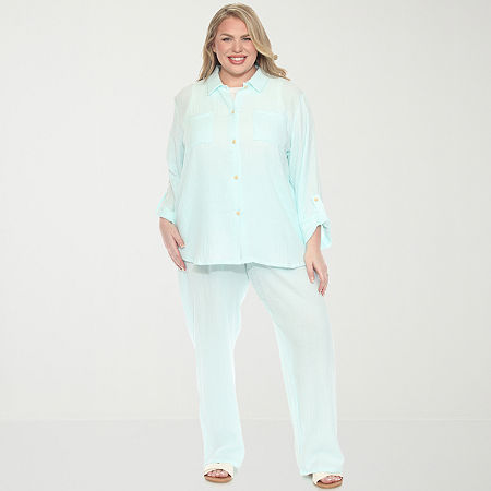 White Mark 2-pc. Pant Set-plus In Green