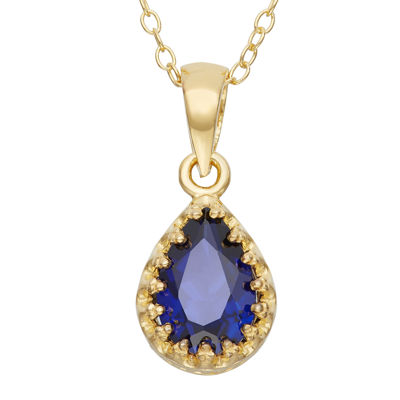 Lab-Created Blue Sapphire 14K Gold Over Silver Pendant Necklace