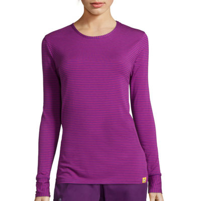 Wink® Layers 2079 Striped Womens Round Neck Long Sleeve Tag Free Stretch Fabric Scrub Top