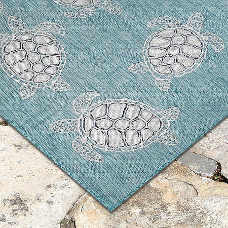 Liora Manne Sea Turtles Rectangular Rugs & Floor Coverings Indoor Outdoor Animal Accent Rugs, One Size, Blue