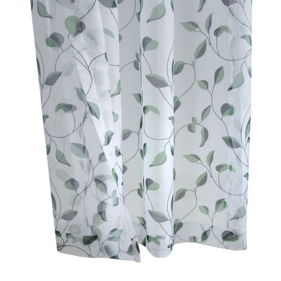 Two Tone Leaf Sheer Grommet Top Single Outdoor Curtain Panel