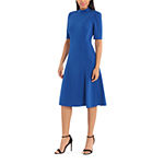 Ivy & Blue Short Sleeve Midi Fit + Flare Dress