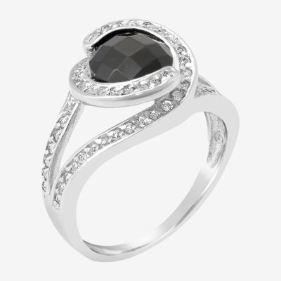 Womens Genuine Black Onyx Sterling Silver Cocktail Ring