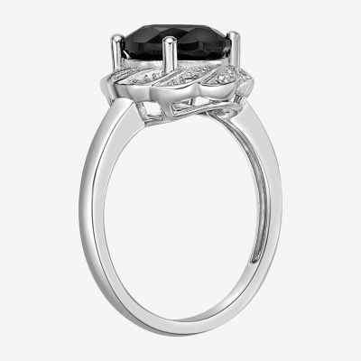 Womens Genuine Black Onyx Sterling Silver Cocktail Ring