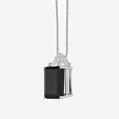 Womens Genuine Black Onyx Sterling Silver Pendant Necklace