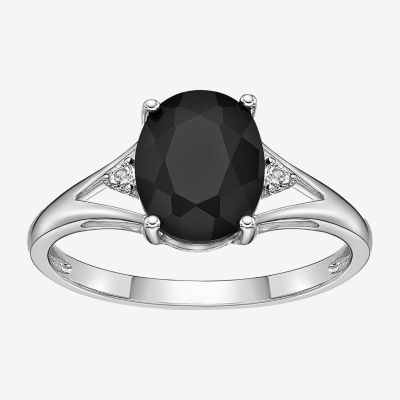 Womens Genuine Black Onyx Sterling Silver Cocktail Ring