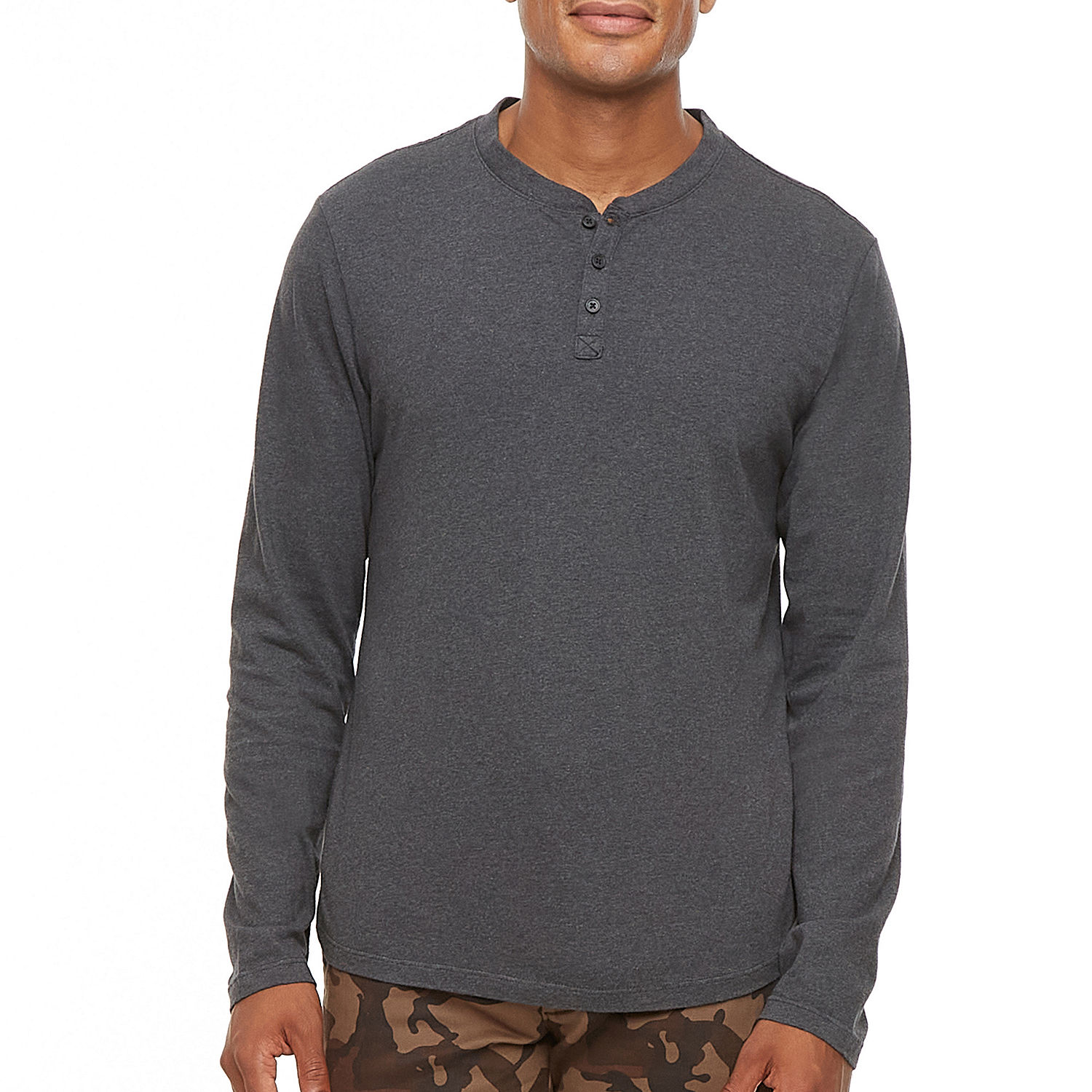 mutual weave Mens Long Sleeve Regular Fit Henley Shirt - JCPenney