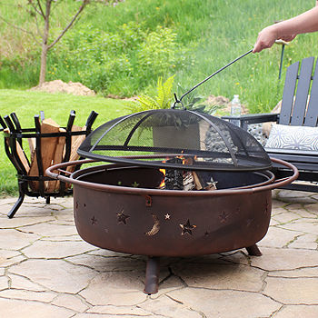Sunnydaze Rustic Cast Iron Fire Pit Bowl - Steel 34 inch