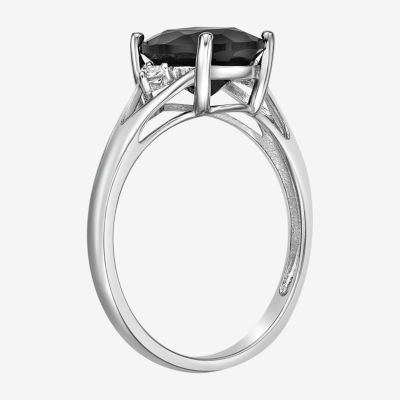 Womens Genuine Black Onyx Sterling Silver Cocktail Ring