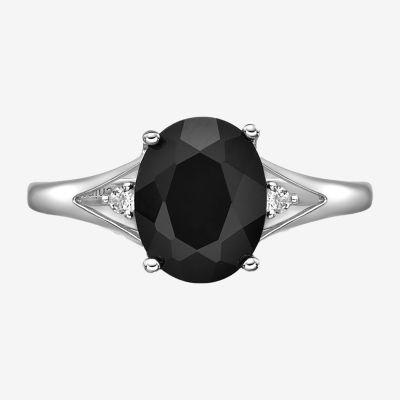 Womens Genuine Black Onyx Sterling Silver Cocktail Ring