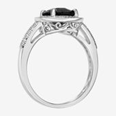 Womens Diamond Accent Black Onyx Sterling Silver Cocktail Ring