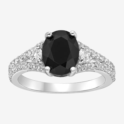 Womens Genuine Black Onyx Sterling Silver Cocktail Ring