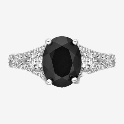 Womens Genuine Black Onyx Sterling Silver Cocktail Ring